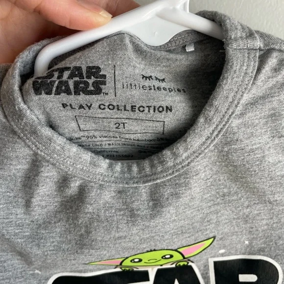 Little Sleepies Star Wars Bamboo Tee Shirt - Grey/Yoda/Stars - Size 2T - Picture 3 of 8